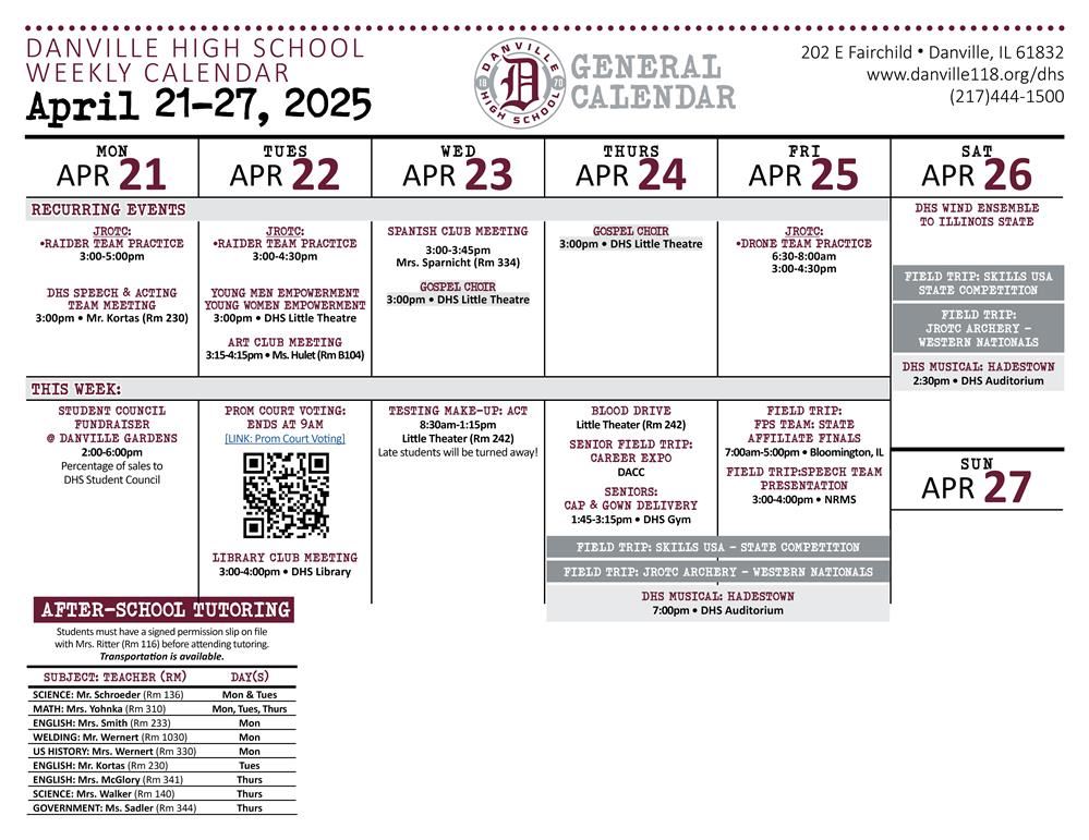  General Calendar